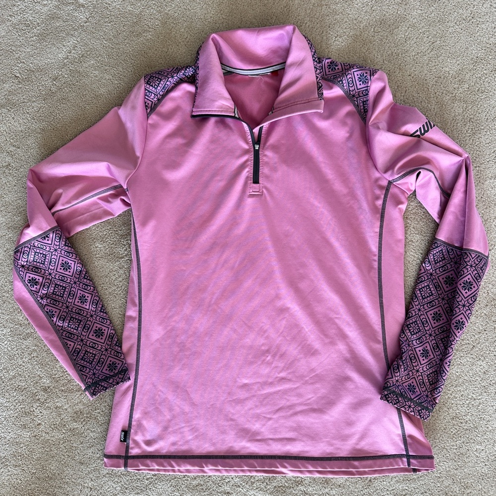 Women's Pink Long Sleeve Quarter-Zip Performance Top